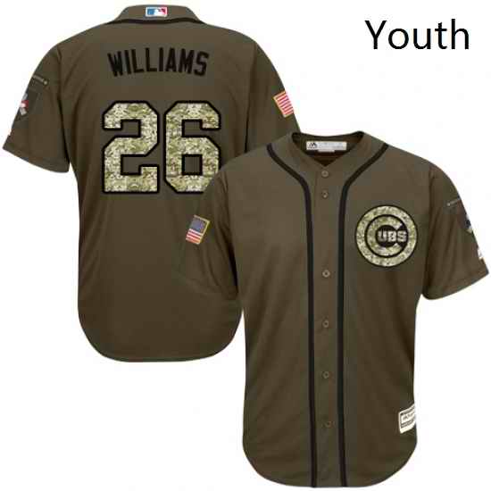 Youth Majestic Chicago Cubs 26 Billy Williams Authentic Green Salute to Service MLB Jersey